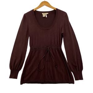 Bacci Sweater Top Women’s Small Red Long Sleeve Peplum Cozy Tunic Chic